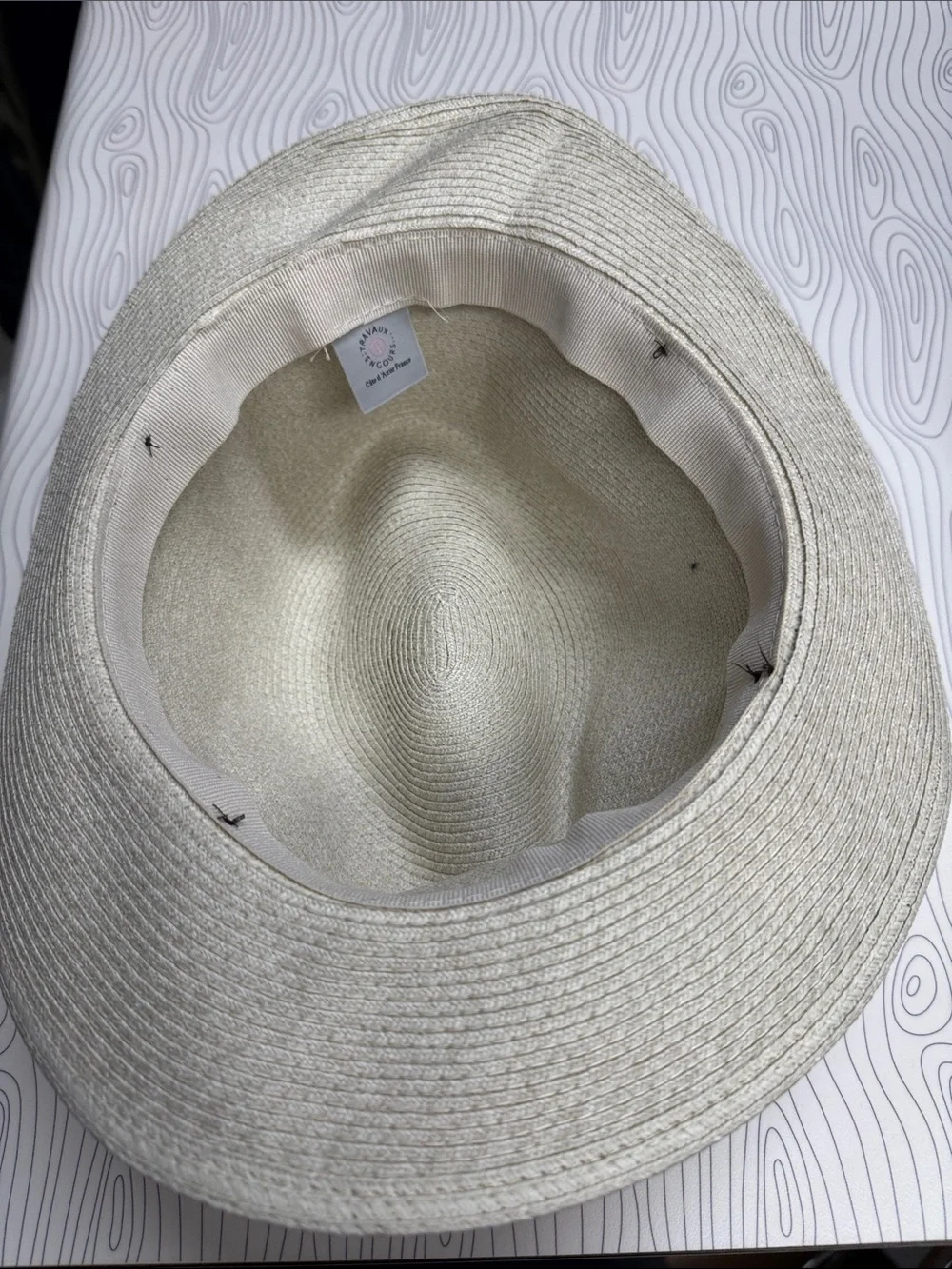 Hat - Cream with Brown Band - foldable, from France NWOT